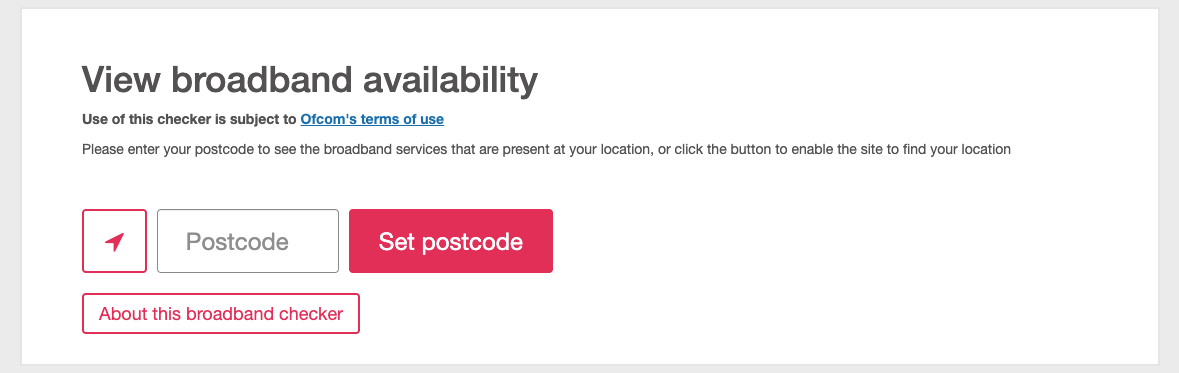Ofcom’s broadband availability checker